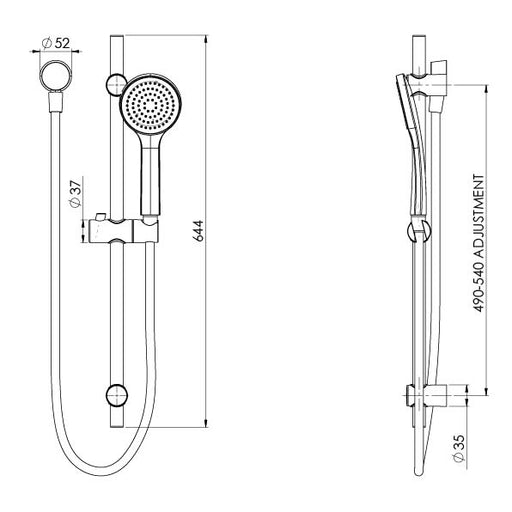 Pina Rail Shower (Line Drawing)