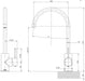 Pina Sink Mixer 20mm Gooseneck (Matte Black) (Line Drawing)