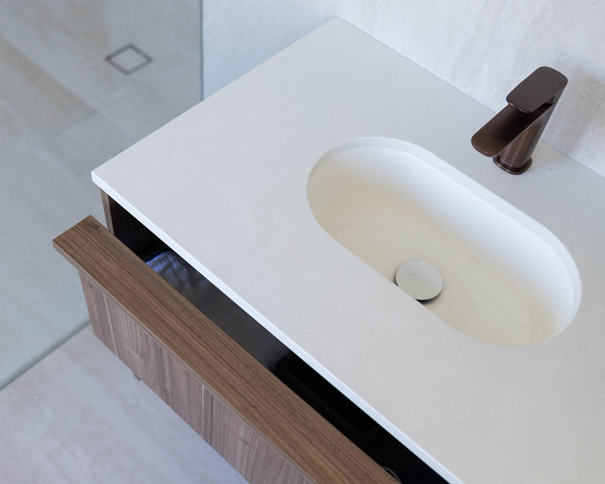 ADP Eli Vanity top drawer and integrated handle detail view