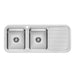 Phoenix Tapware | 1000 Series Double Left Hand Bowl Sink with Drainer and Taphole
