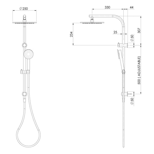 Specification line drawing