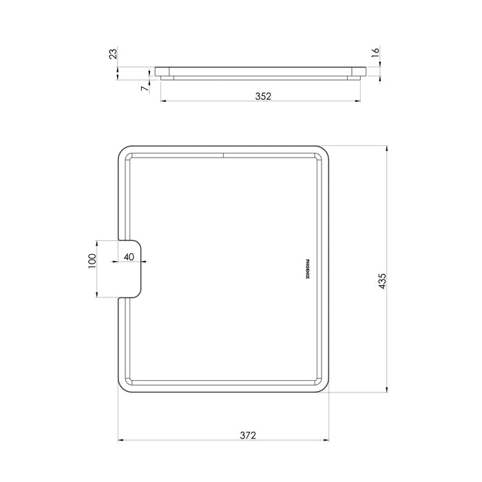 Specification Line Drawing for Chopping Board