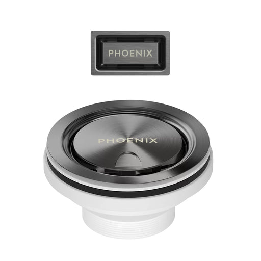 Phoenix Covered Sink Basket Waste with Overflow in Brushed Carbon