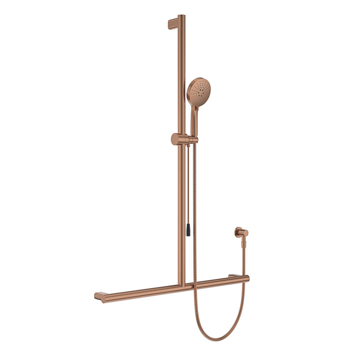 Fienza Care Inverted T Rail Shower with Push/Pull Slider (Brushed Copper)