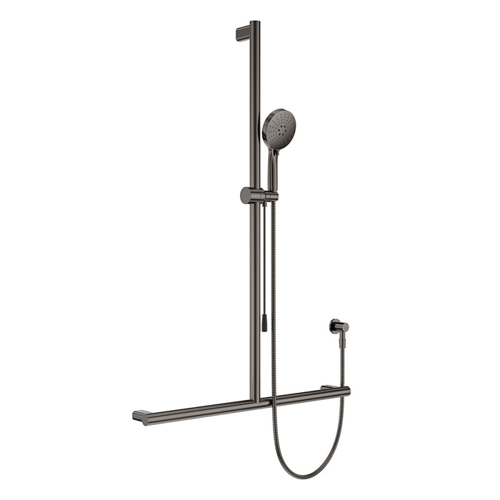 Fienza Care Inverted T Rail Shower with Push/Pull Slider (Gun Metal)
