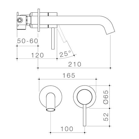 Caroma | Liano II Wall Basin/Bath Mixer Set 220mm - Separate Cover Plates (Multiple Finish Options)