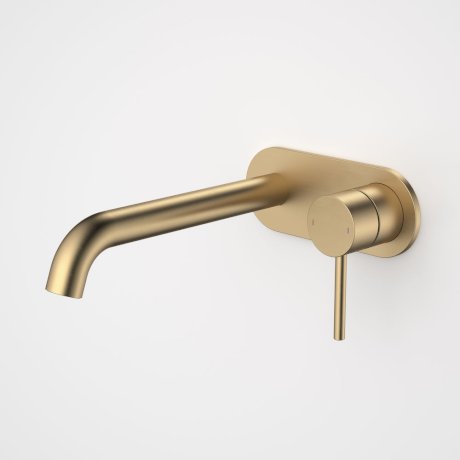 Caroma | Liano II Wall Basin/Bath Mixer Set 220mm - Joined Cover Plate in Brushed Gold