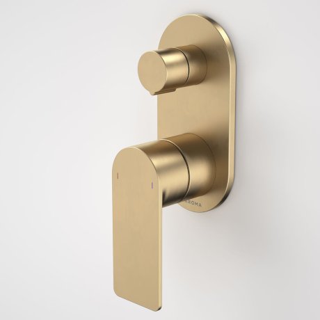 Caroma | Urbane II Bath/Shower Wall Mixer with Diverter and Round Plate in Brushed Brass