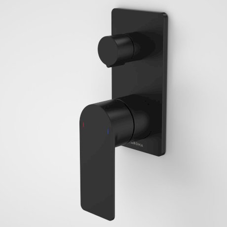 Caroma | Urbane II Bath/Shower Wall Mixer with Diverter and Rectangular Plate  in Matte Black