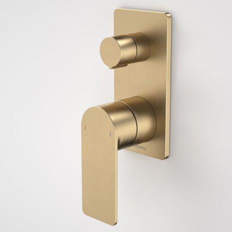 Caroma | Urbane II Bath/Shower Wall Mixer with Diverter and Rectangular Plate in Brushed Brass