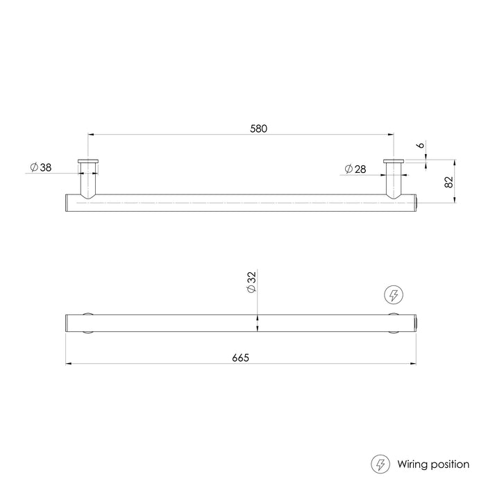 Specification line drawing (rail)