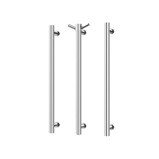 Phoenix Heated Triple Towel Rail Round 600mm with Hook (Chrome)