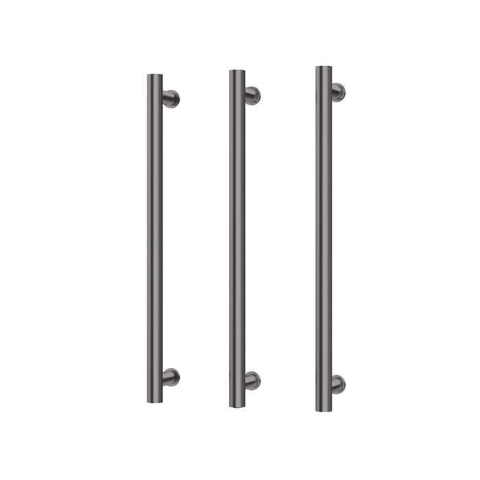 Phoenix Heated Triple Towel Rail Round 600mm (Brushed Carbon)
