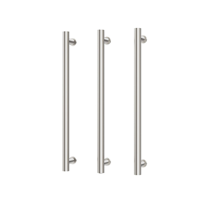 Phoenix Heated Triple Towel Rail Round 600mm (Brushed Nickel)