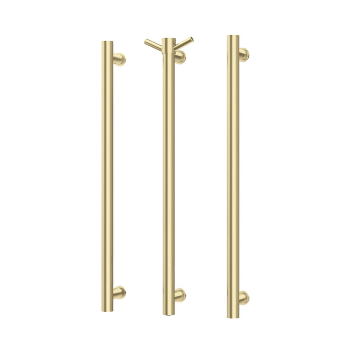 Phoenix Heated Triple Towel Rail Round 800mm with Hook (Brushed Gold)