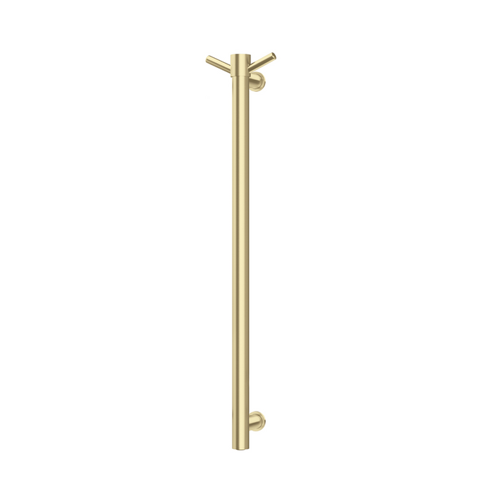 Phoenix Heated Single Towel Rail Round 800mm with Hook (Brushed Gold)