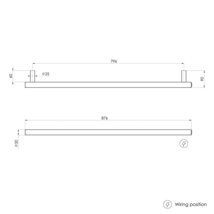 Specification line drawing (rail)