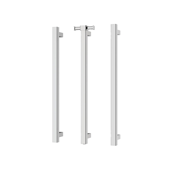 Phoenix Heated Triple Towel Rail Square 600mm with Hook (Chrome)