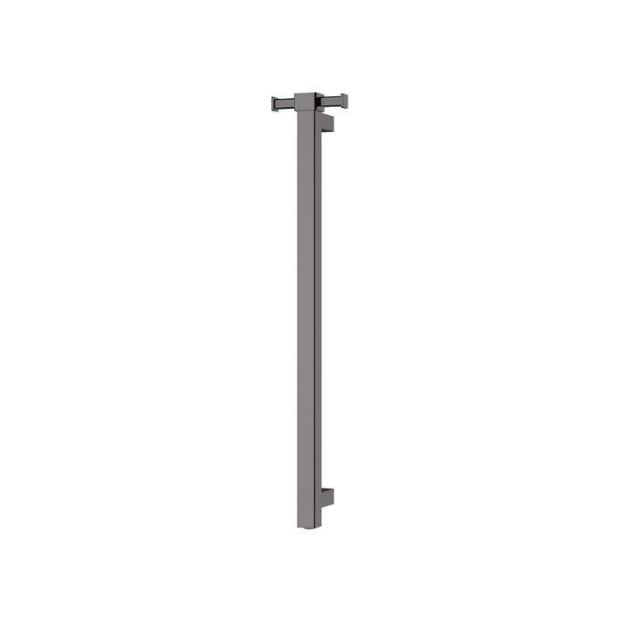 Phoenix Heated Single Towel Rail Square 600mm with Hooks (Brushed Carbon)