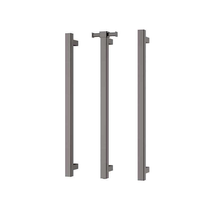 Phoenix Heated Triple Towel Rail Square 600mm with Hook (Brushed Carbon)