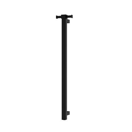 Phoenix Heated Single Towel Rail Square 800mm with Hook (Matte Black)