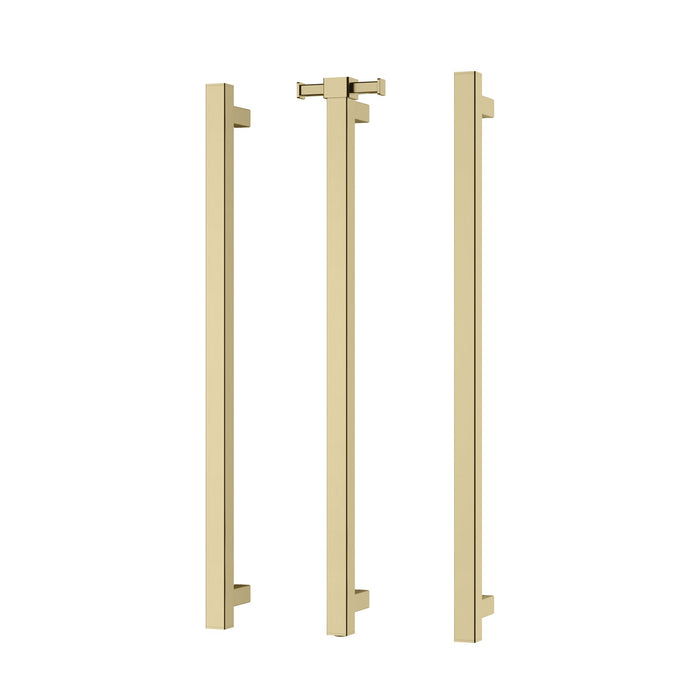 Phoenix Heated Triple Towel Rail Square 800mm with Hook (Brushed Gold)