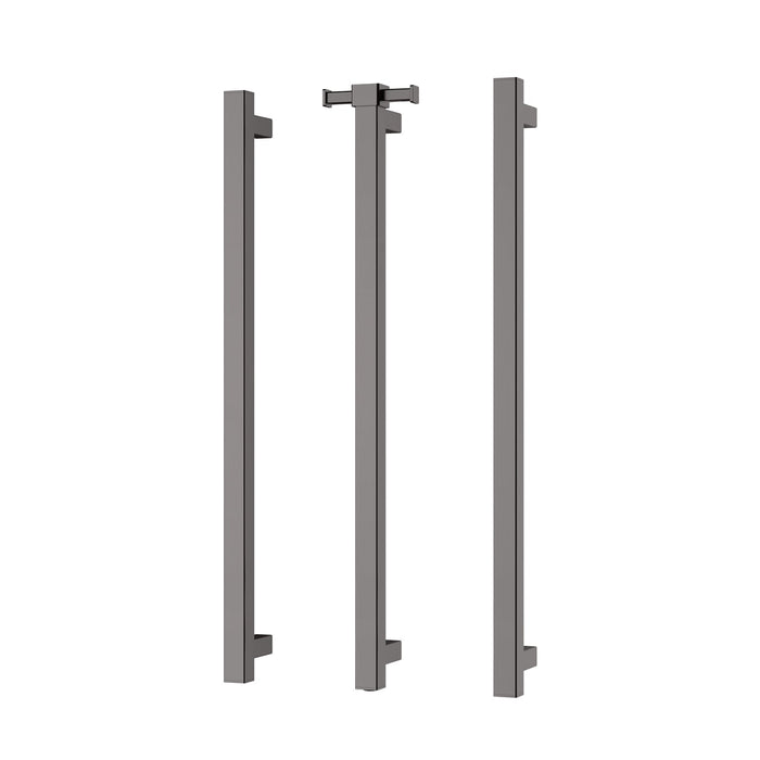 Phoenix Heated Triple Towel Rail Square 800mm with Hook (Brushed Carbon)