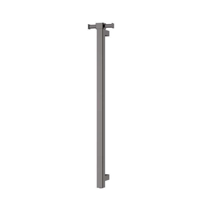 Phoenix Heated Single Towel Rail Square 800mm with Hook (Brushed Carbon)