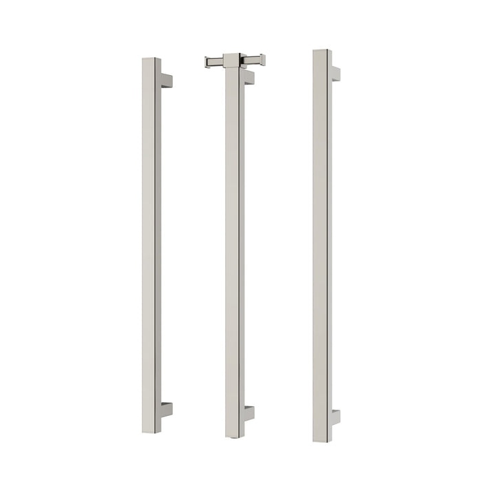 Phoenix Heated Triple Towel Rail Square 800mm with Hook (Brushed Nickel)