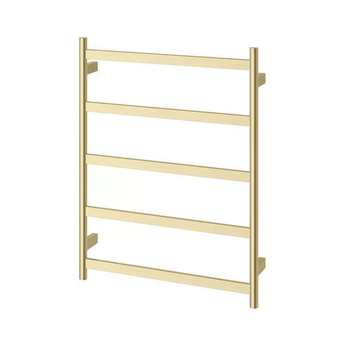 Phoenix | Five Flat Bar Heated Towel Ladder in Brushed Gold