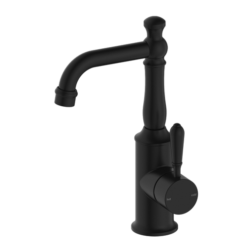 York Basin Mixer with Standard Spout (Matte Black) with the metal handle