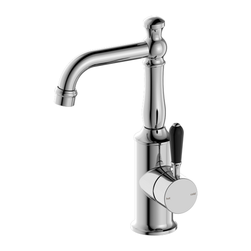 York Basin Mixer with Standard Spout (Chrome) with Black lever