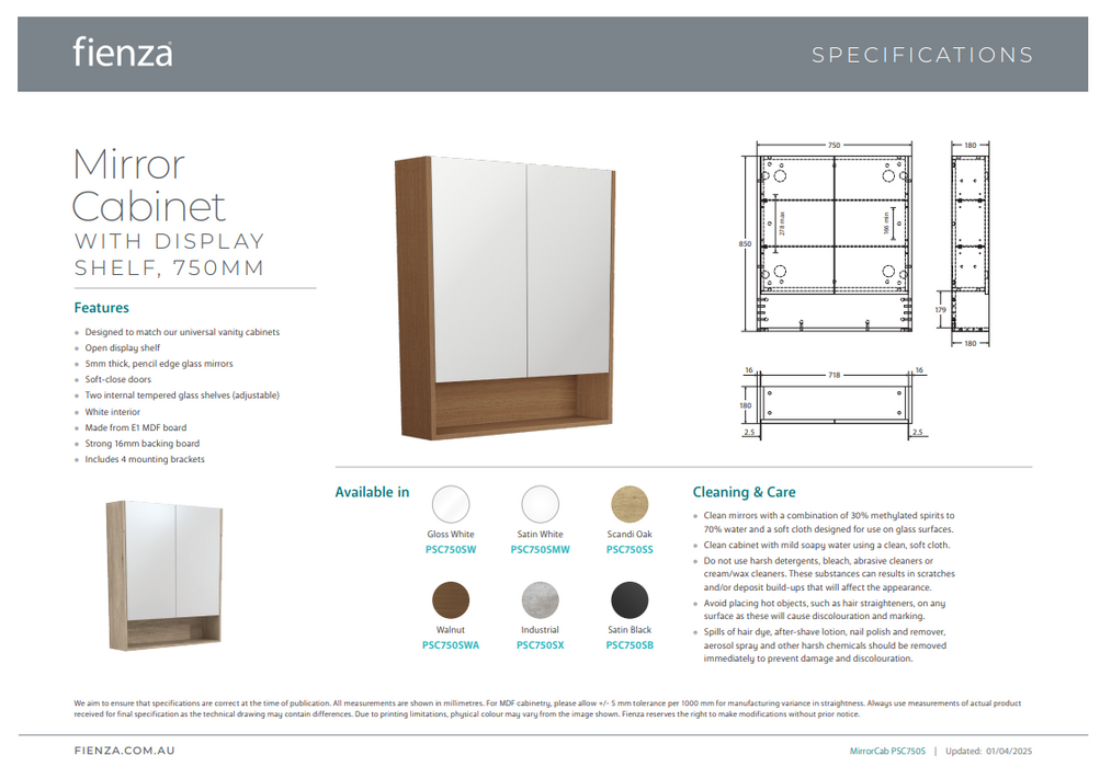 Product Specification Information