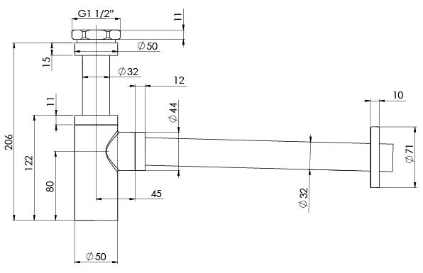 Phoenix 40mm Bottle Trap (Brushed Nickel)