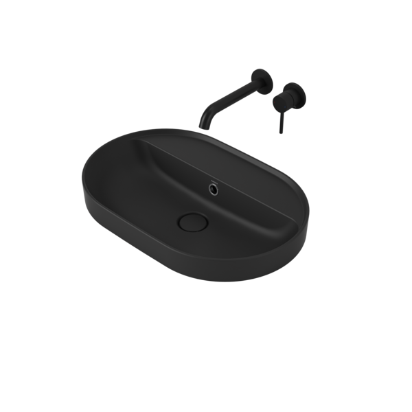 Liano II 600mm Pill Inset Basin with Tap Landing (Matte Black)