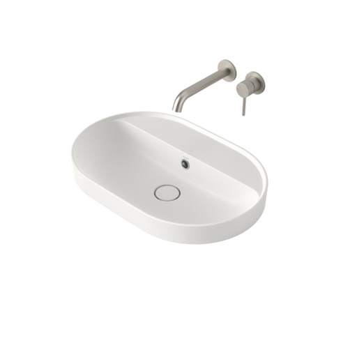 Liano II 600mm Pill Inset Basin with Tap Landing (Matte White)