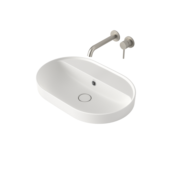 Liano II 600mm Pill Inset Basin with Tap Landing (Matte White)