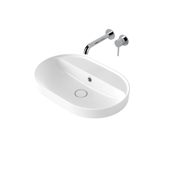 Liano II 600mm Pill Inset Basin with Tap Landing (Gloss White)