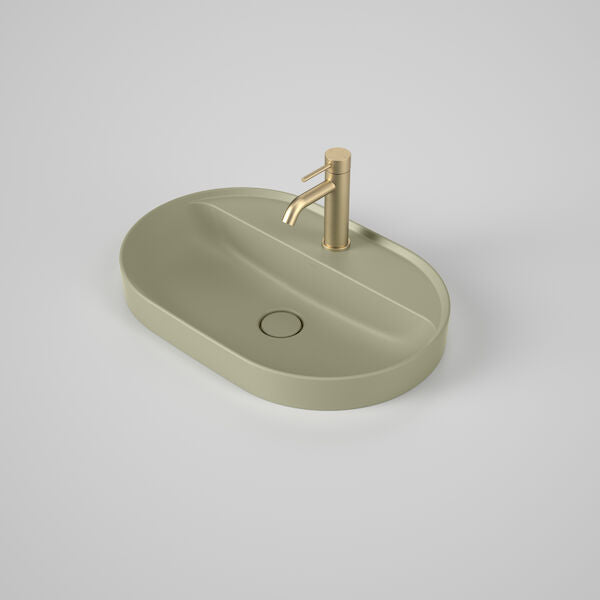 Liano II 600mm Pill Inset Basin with Tap Landing (Matte Green)