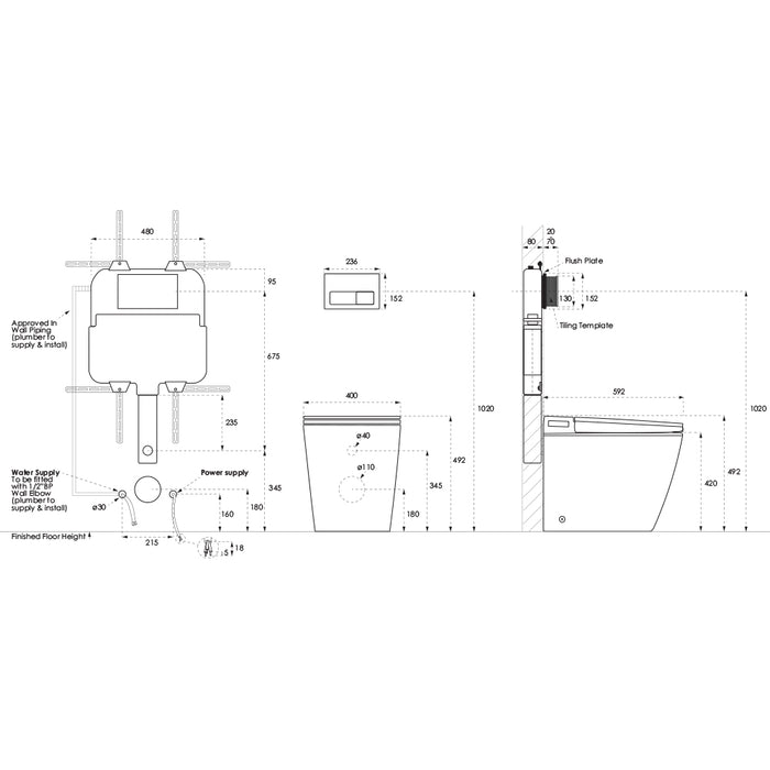 Specification line Drawing with Argent 80 cistern