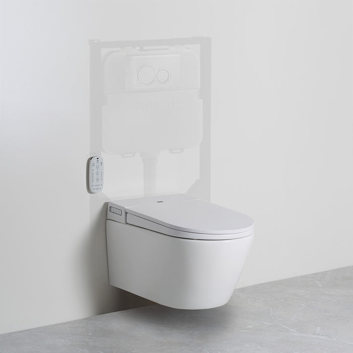 Evo Wall Hung Smart Toilet with outline of Argent 80 Cistern