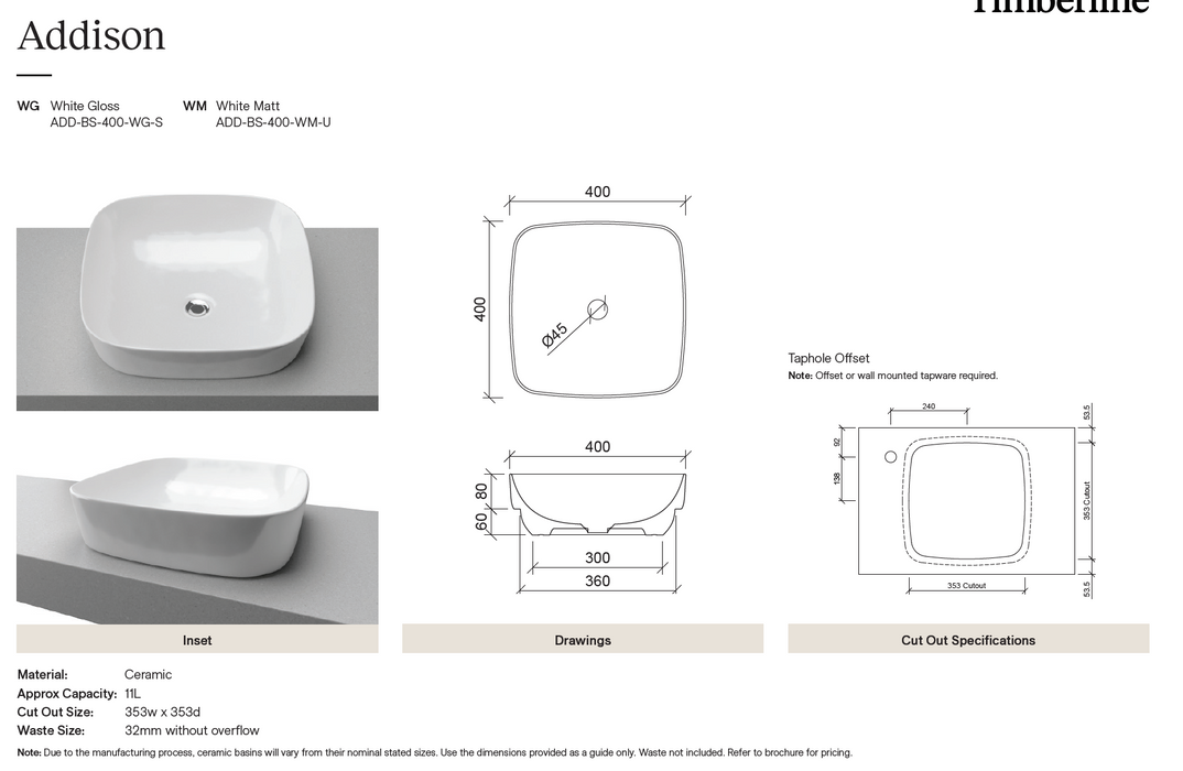 Product Specification Information