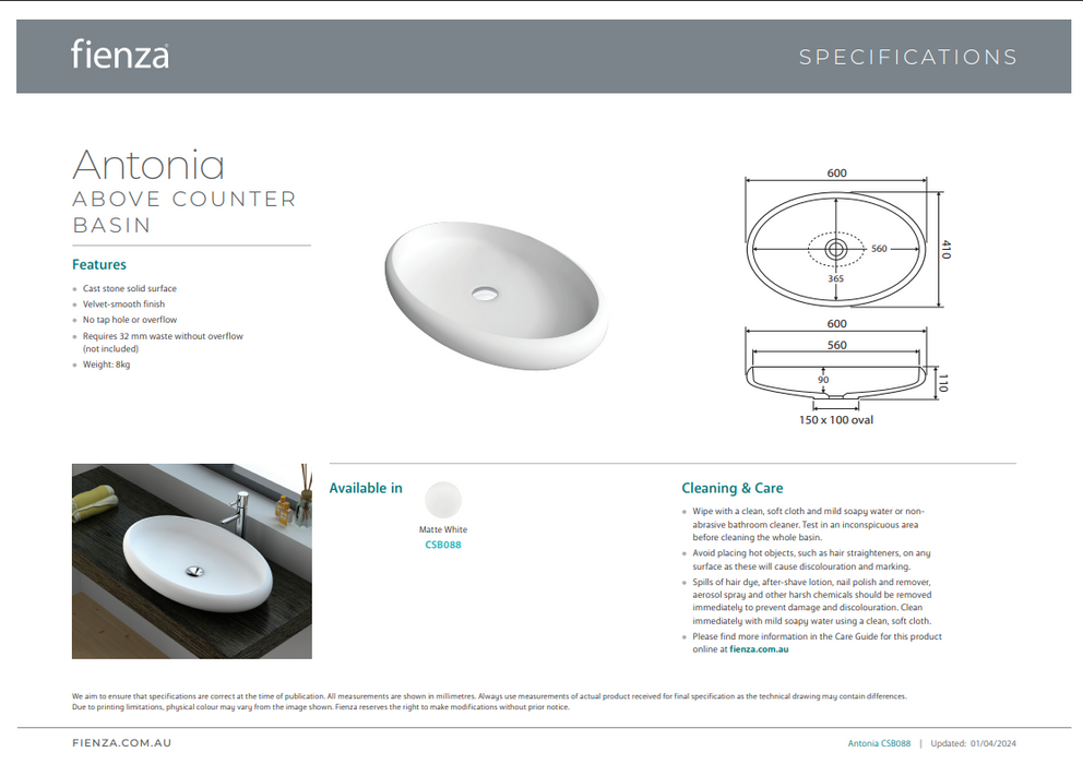 Product Specification Information