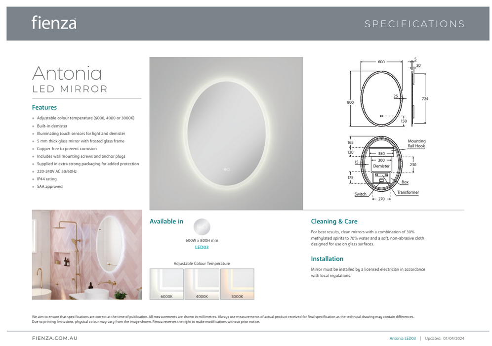 Product Specification Information