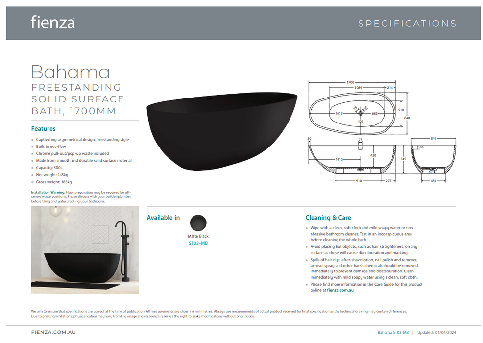 Product Specification Information