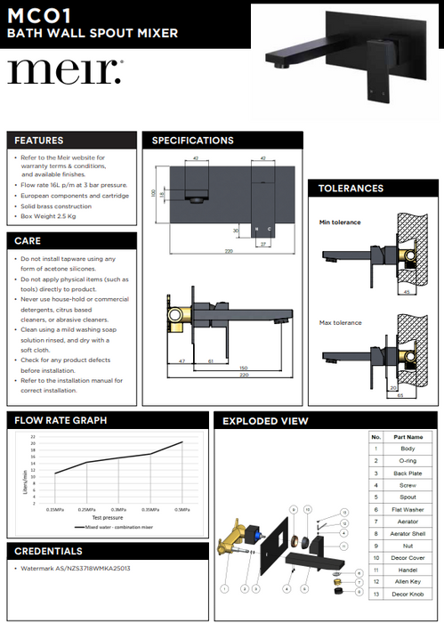 Product Specification Information