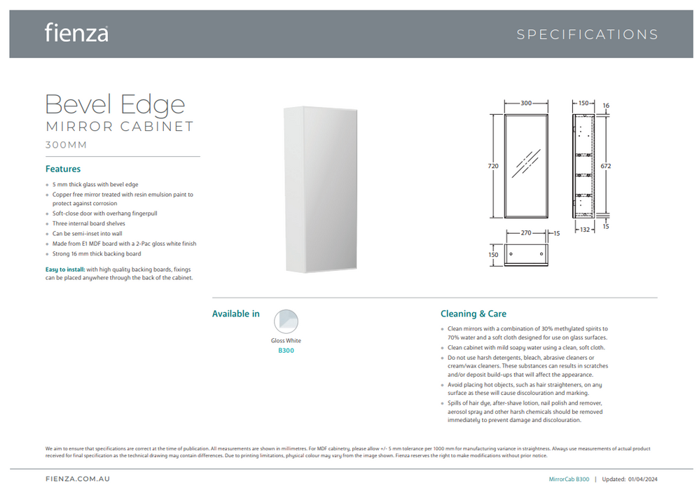Product Specification Information