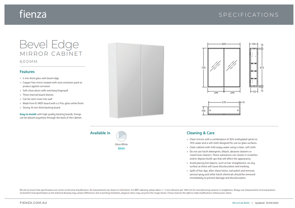 Product Specification Information