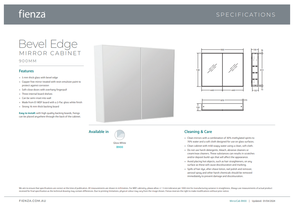 Product Specification Information