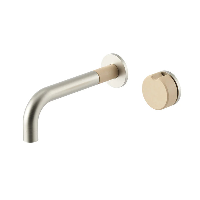 Meir X Nood Co. Alchemy Series Progressive Wall Mixer Set (Brushed Nickel x Nood)